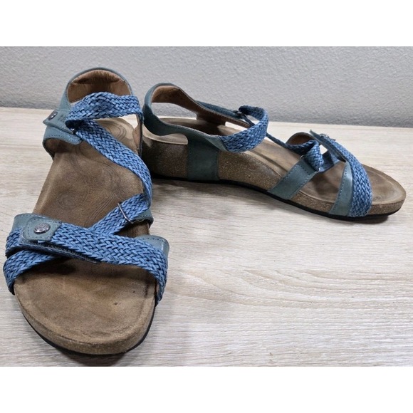Taos Footwear Shoes - Taos Braided Leather Comfort Sandals‎ Blue Green Size 9